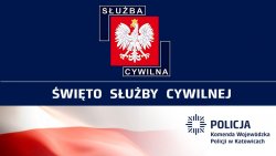 logo Komendy Wojewódzkiej Policji w Katowicach i napis święto służby cywilnej