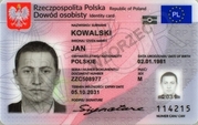 zdjęcie przedstawia wzór dokumentu tożsamości mężczyzny, dowodu osobistego