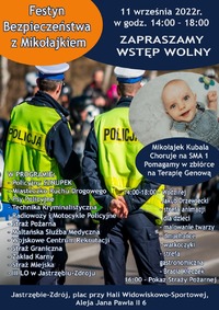 plakat ze szczegółami programu festynu charytatywnego