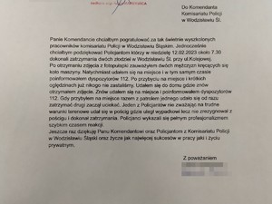 Treść podziękowania dla policjantów