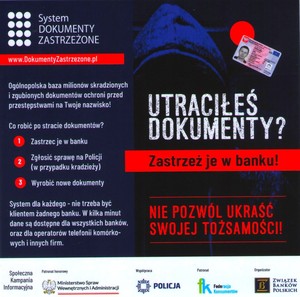 ulotka dotycząca społecznej kampanii informacyjnej pod nazwą dokumenty zastrzeżone